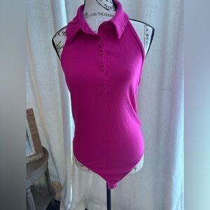 Express Vibrant Pink Ribbed Top
